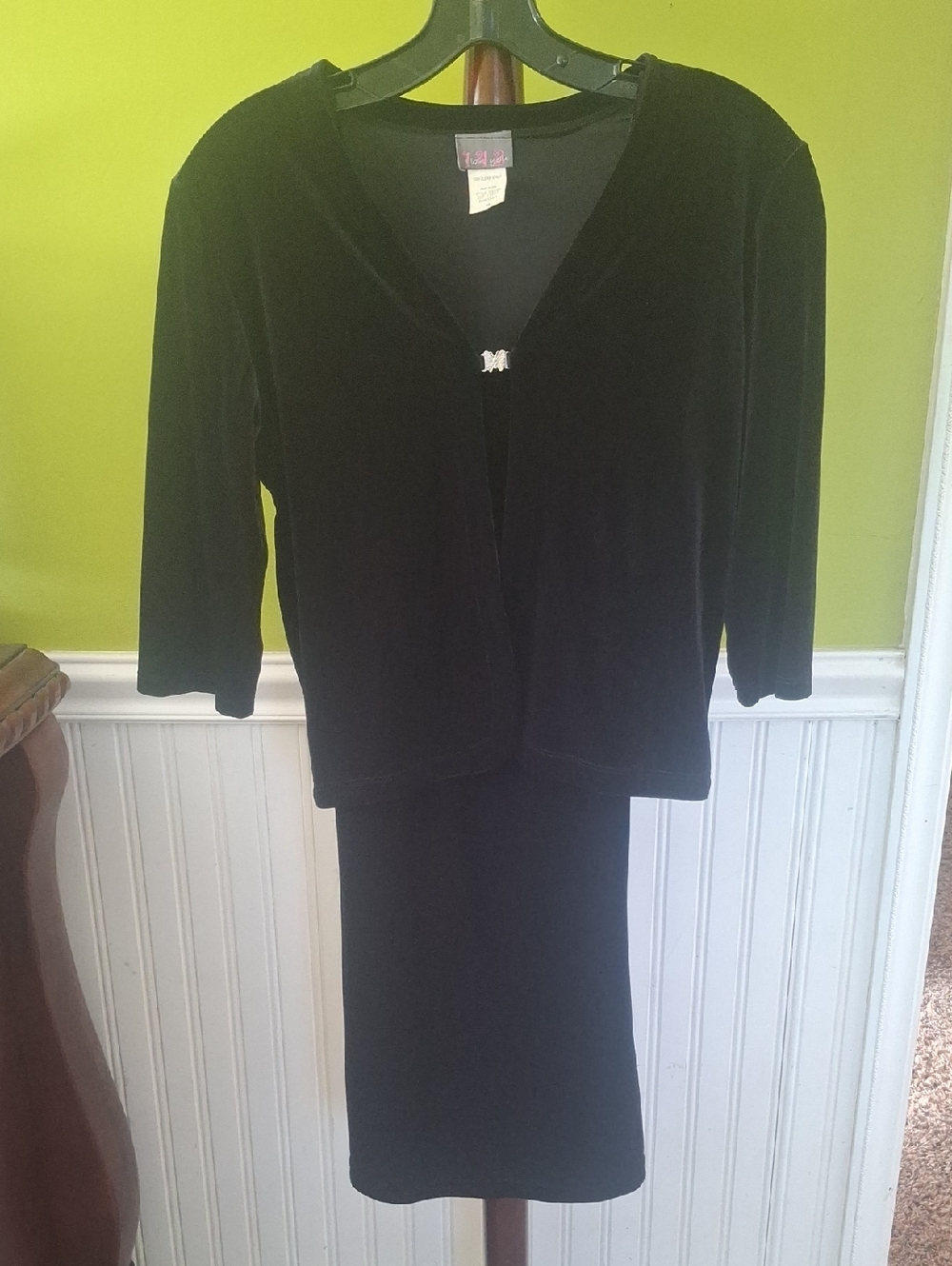 Black Velvet Two-Piece Dress Set